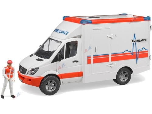 Zdjęcie Ambulans - Karetka MB Sprinter z figurką ratownika medycznego Bruder 02536 - producenta BRUDER