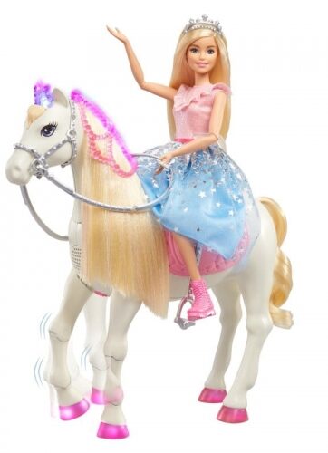 Zdjęcie Barbie Przygody Księżniczek Lalka Barbie + koń światło dźwięk - producenta MATTEL