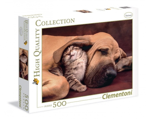 Zdjęcie Clementoni Puzzle 500el HQ Fototeca: Pies z kotem - producenta CLEMENTONI