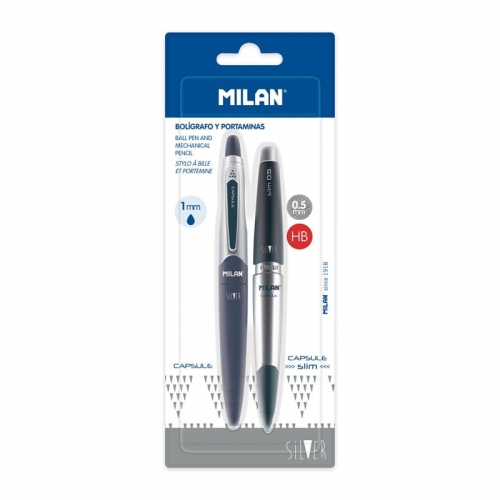 Zdjęcie Długopis + ołówek mechaniczny Capsule Silver - producenta MILAN