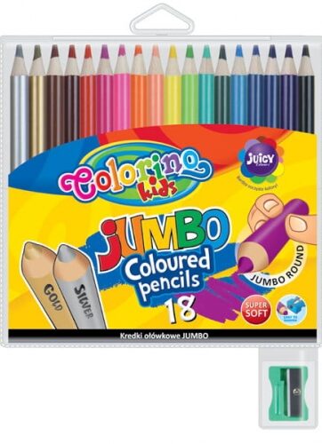 Zdjęcie Kredki ołówkowe okrągłe Jumbo 18 kolorów temperówka - Colorino Kids - producenta PATIO