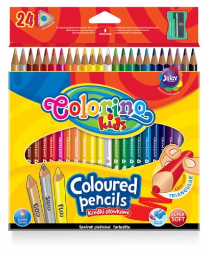Zdjęcie Kredki ołówkowe trójkątne 24 kolory i temperówka - Colorino Kids - producenta PATIO