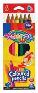 Zdjęcie Kredki ołówkowe trójkątne Jumbo 6 kolorów + temperówka - Colorino Kids - producenta PATIO