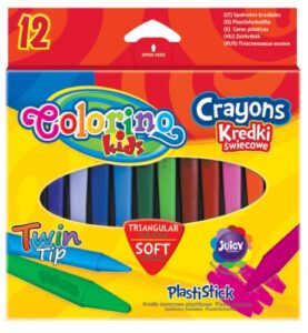 Zdjęcie Kredki świecowe trójkątne plastikowe 12 kolorów - Colorino Kids - producenta PATIO