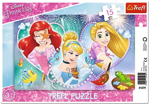Zdjęcie Puzzle 15el ramkowe Trzy uśmiechnięte Księżniczki Disney Princess - producenta TREFL