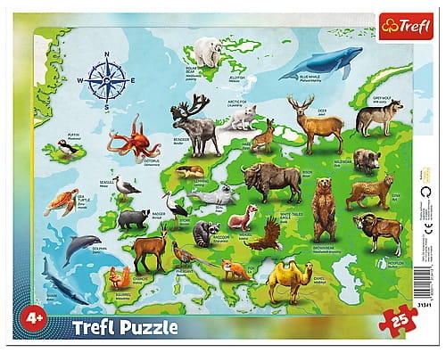 Zdjęcie Puzzle 25el ramkowe Mapa Europy ze zwierzętami - producenta TREFL