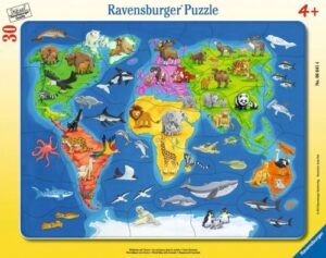 Zdjęcie Puzzle 30el Mapa świata zwierząt - producenta RAVENSBURGER