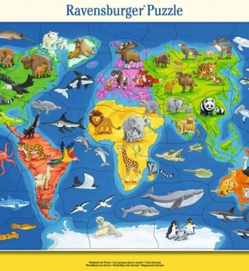 Zdjęcie Puzzle 30el Mapa świata zwierząt - producenta RAVENSBURGER