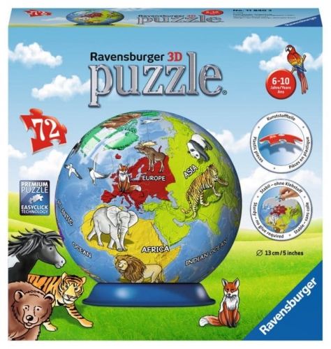 Zdjęcie Puzzle 3D 72el Globus dla dzieci Zwierzęta - producenta RAVENSBURGER
