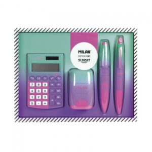 Zdjęcie Zestaw upominkowy z kalkulatorem Sunset zielono-fioletowy - producenta MILAN